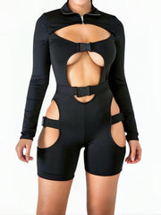 'Ride Or Die' Sexy Hollow Out Tech-wear Cutout Bodysuit