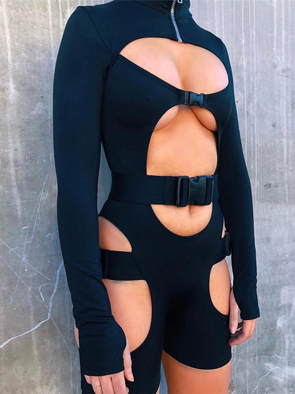 'Ride Or Die' Sexy Hollow Out Tech-wear Cutout Bodysuit