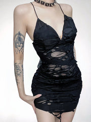 'Rip The Night' Dark Ripped Cami Dress