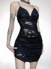 'Rip The Night' Dark Ripped Cami Dress