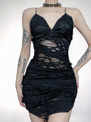 'Rip The Night' Dark Ripped Cami Dress