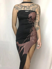 'Roar' Alt Halter-neck Tiger Prints Dress