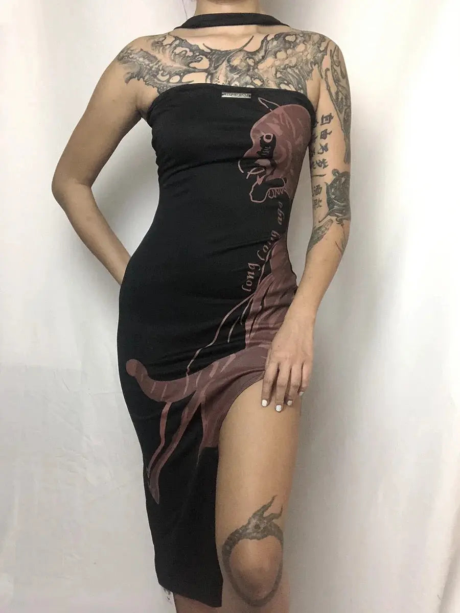 'Roar' Alt Halter-neck Tiger Prints Dress