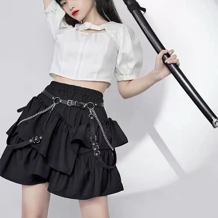 'Rock Cake' Ruffle Elastic Waistband Skirt