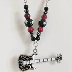 'Rock Guitar' Handmade Metal Guitar Beads Necklace