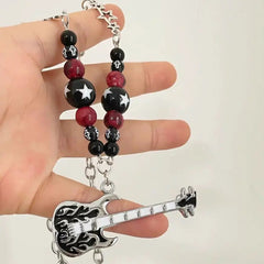 'Rock Guitar' Handmade Metal Guitar Beads Necklace