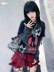 'Graffiti Star' Grunge Kawaii Goth Skull Top