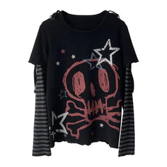 'Graffiti Star' Grunge Kawaii Goth Skull Top