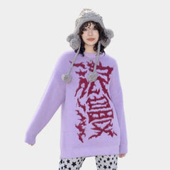 'Romanticism' Harajuku Fluffy Purple Sweater