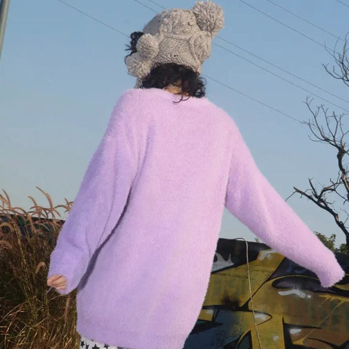 'Romanticism' Harajuku Fluffy Purple Sweater