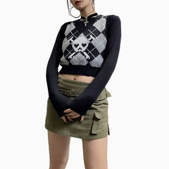 'Sans' Skull Knit V-Neck Sleeveless Sweater Vest