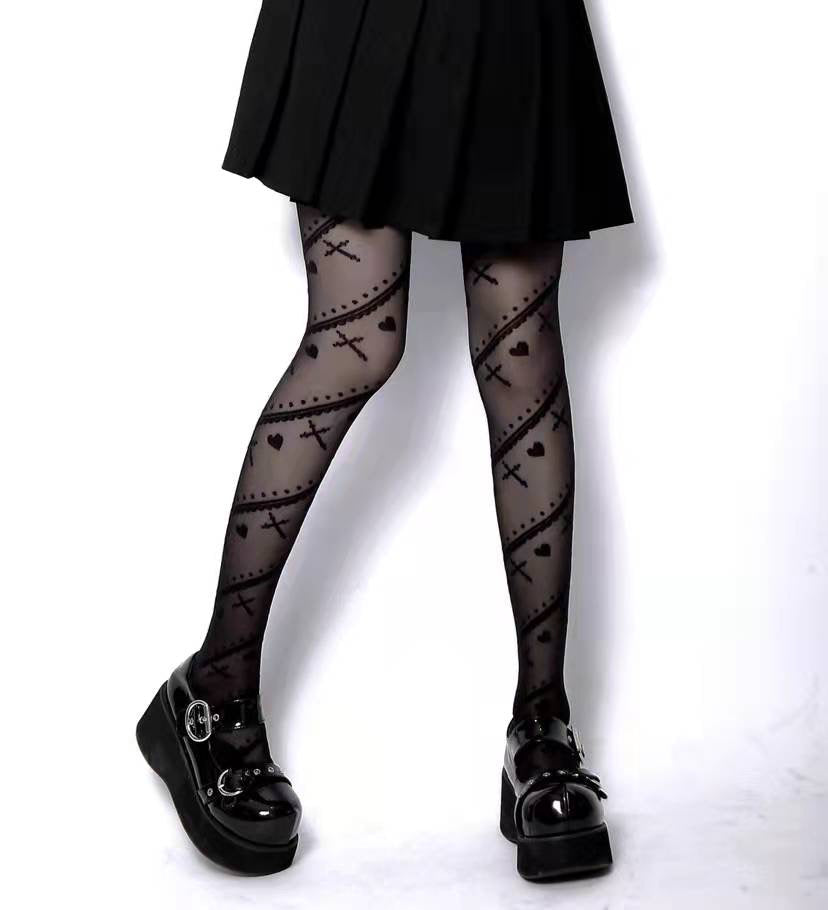 'Saints' Heart & Cross Holiday Alt Tights