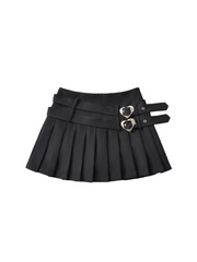 'Sakura' Kawaii Coquette Pleated Heart Buckle Skirt