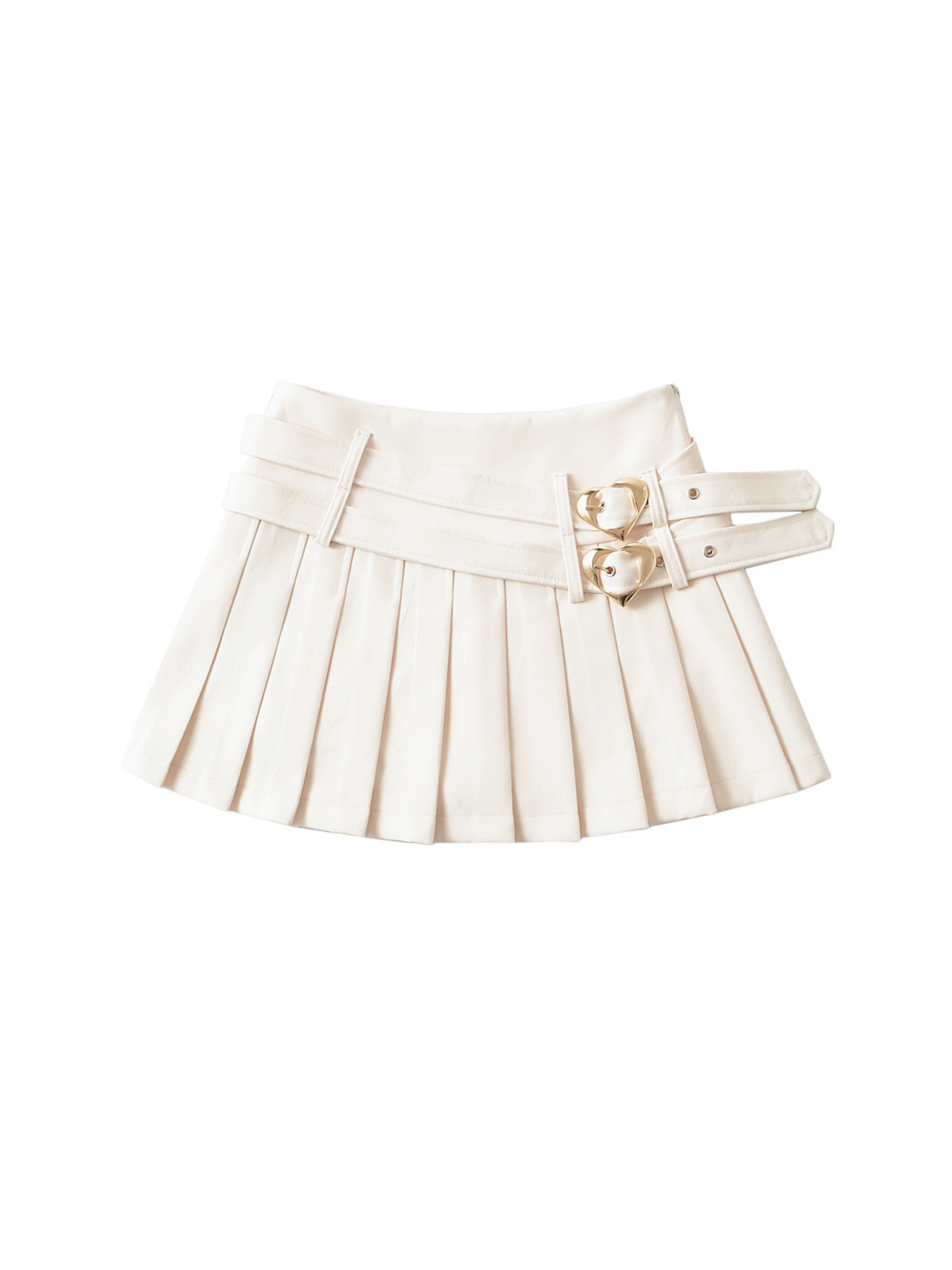 'Sakura' Kawaii Coquette Pleated Heart Buckle Skirt