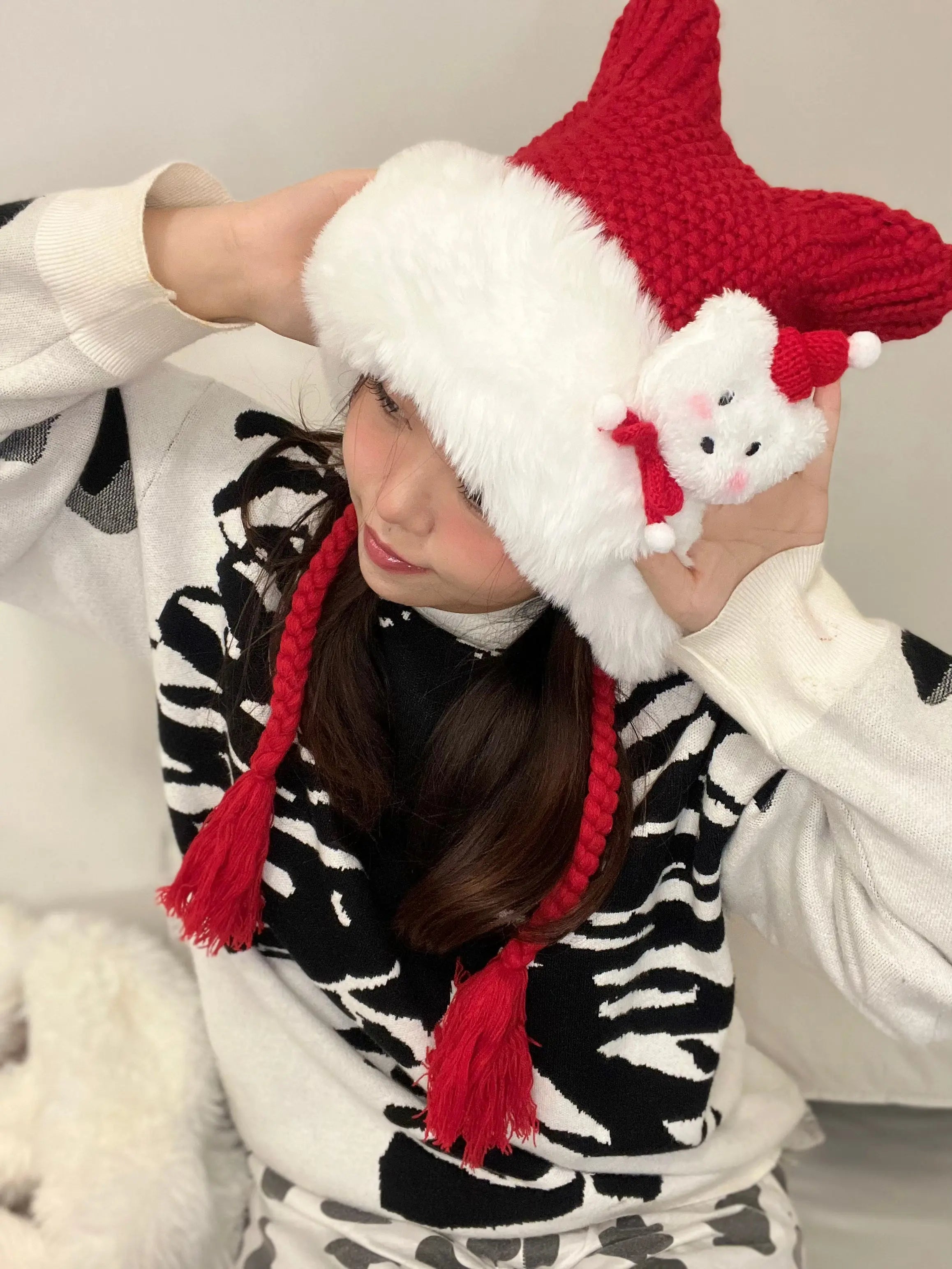 'Snow Bear' Kawaii Holiday Tassel Hat