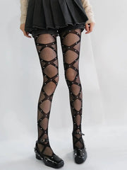 'Scars' Dark Punk  Lace Up Tights