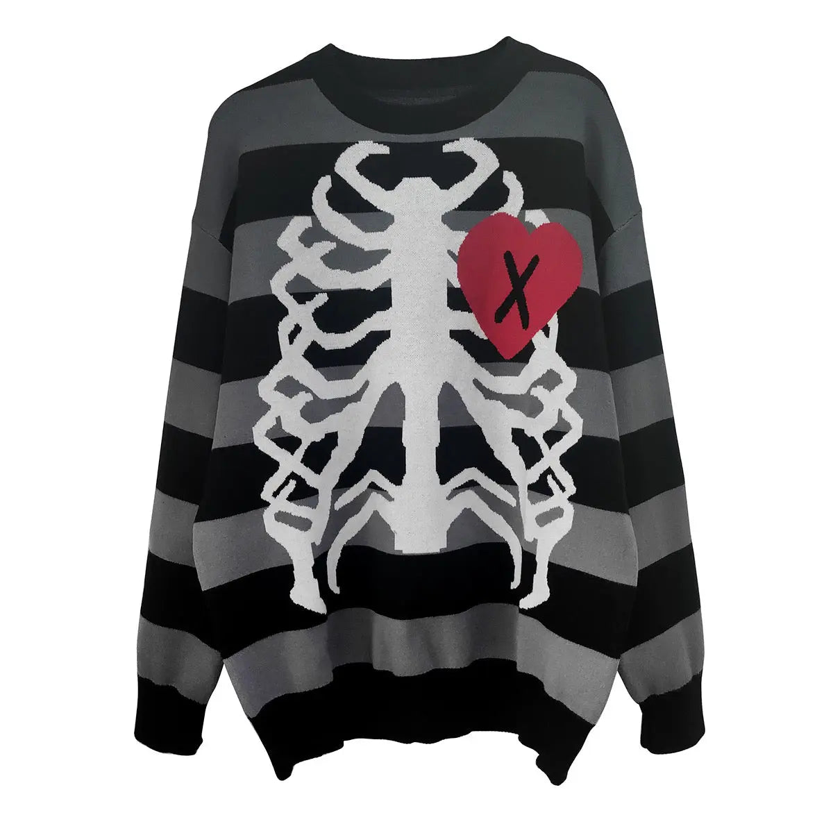 'Secrets' Pink Skeleton Oversized Heart Shape Sweater