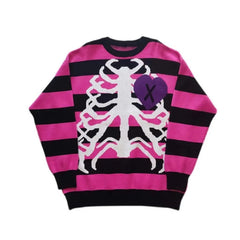 'Secrets' Pink Skeleton Oversized Heart Shape Sweater