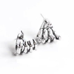 'Sharp Claws' Dark Skeleton Hands Earrings