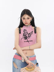 'She's Mine' Butterfly Spider Buckle Tank Top