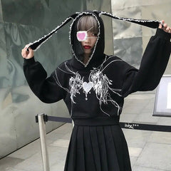 'Sick Doll' Harajuku Rabbit Ears Hoodie Top