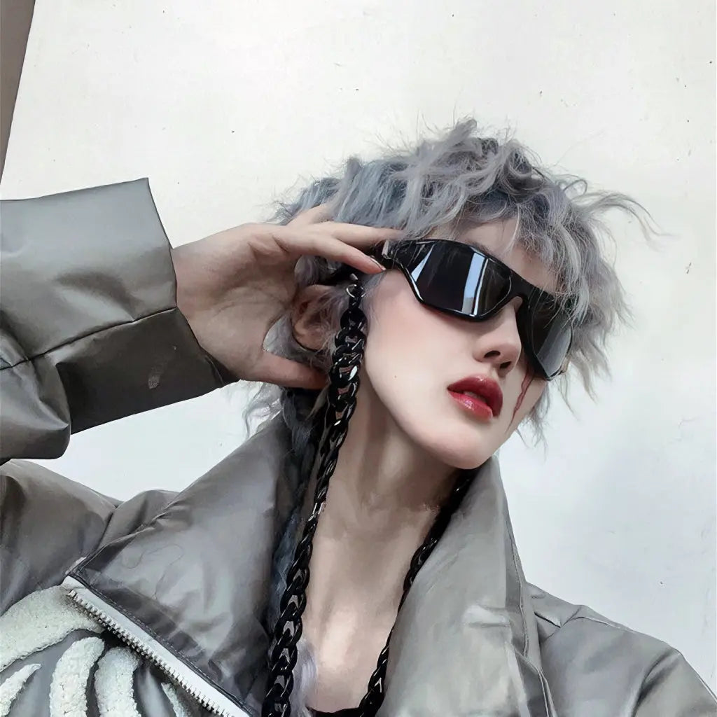 'Silver City' Irregular Festival Chain Sunglasses