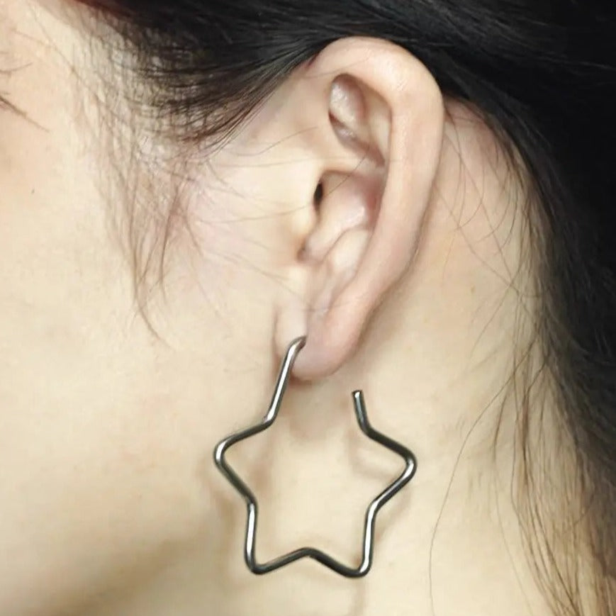 'Silver Lining' Grunge Star Shape Earring