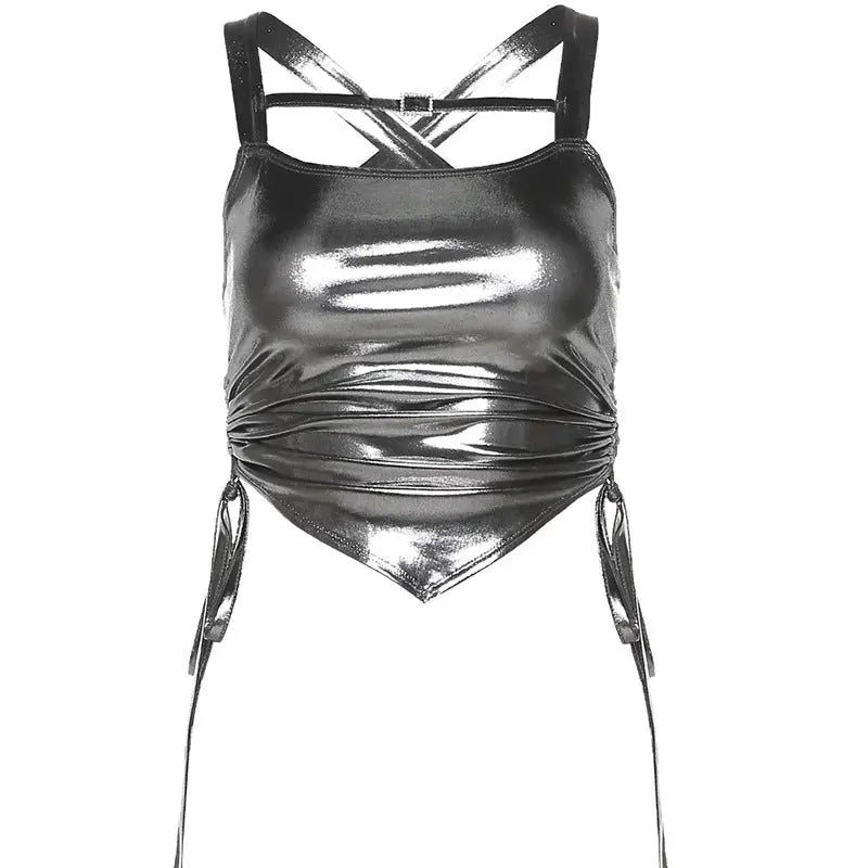 'Silver River' Future Metallic Buckle Tank Top