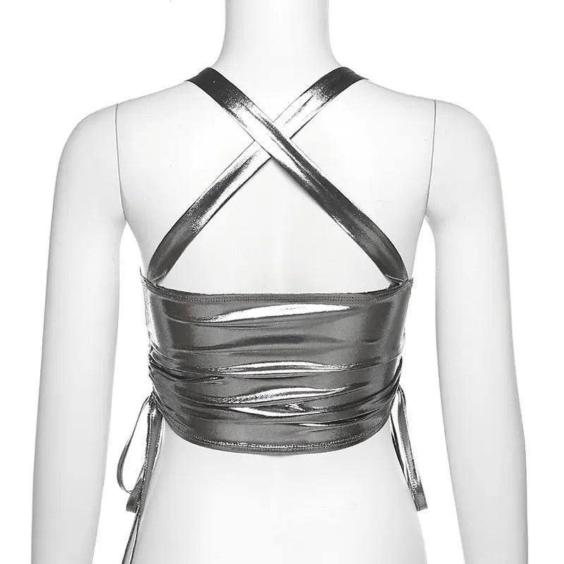 'Silver River' Future Metallic Buckle Tank Top