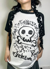 'Skeleton Rose' Harajuku Oversized Unisex Graphic T-Shirts