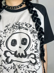 'Skeleton Rose' Harajuku Oversized Unisex Graphic T-Shirts