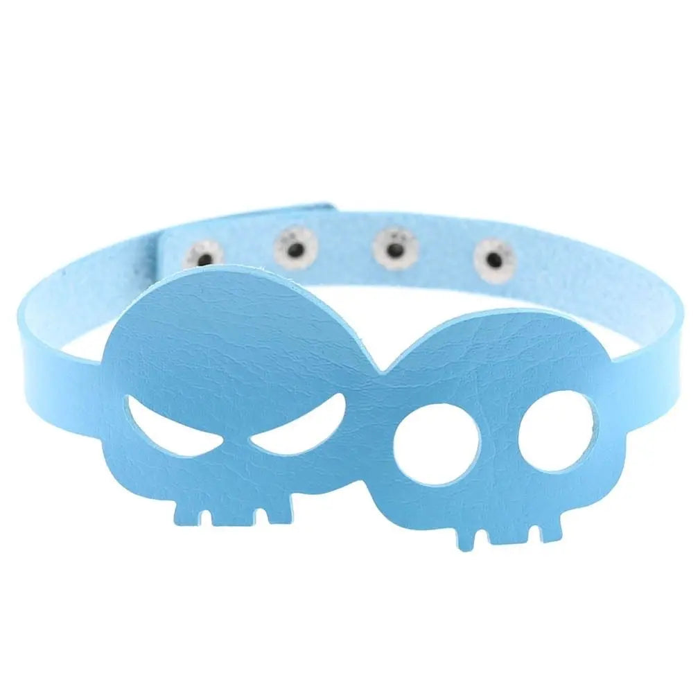 'Skull Babe' Pastel Kawaii Goth Pu Leather Choker