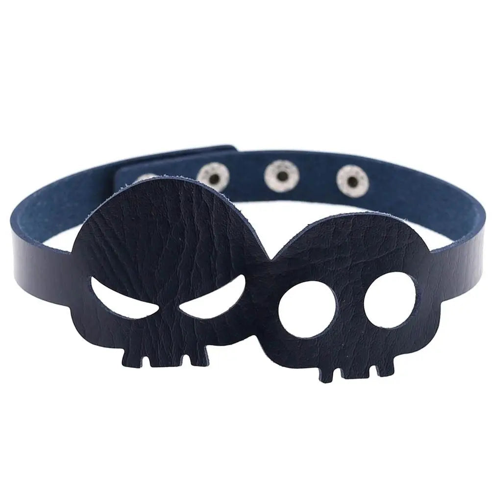 'Skull Babe' Pastel Kawaii Goth Pu Leather Choker