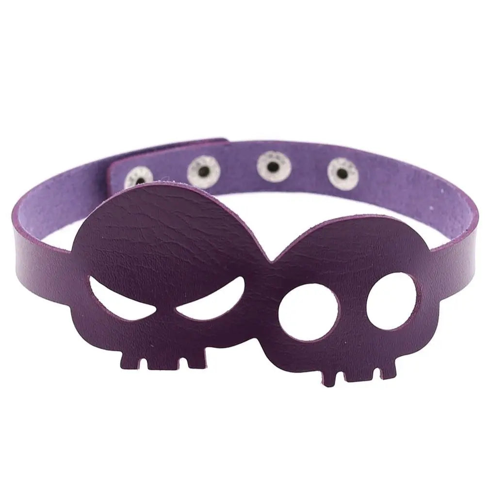 'Skull Babe' Pastel Kawaii Goth Pu Leather Choker