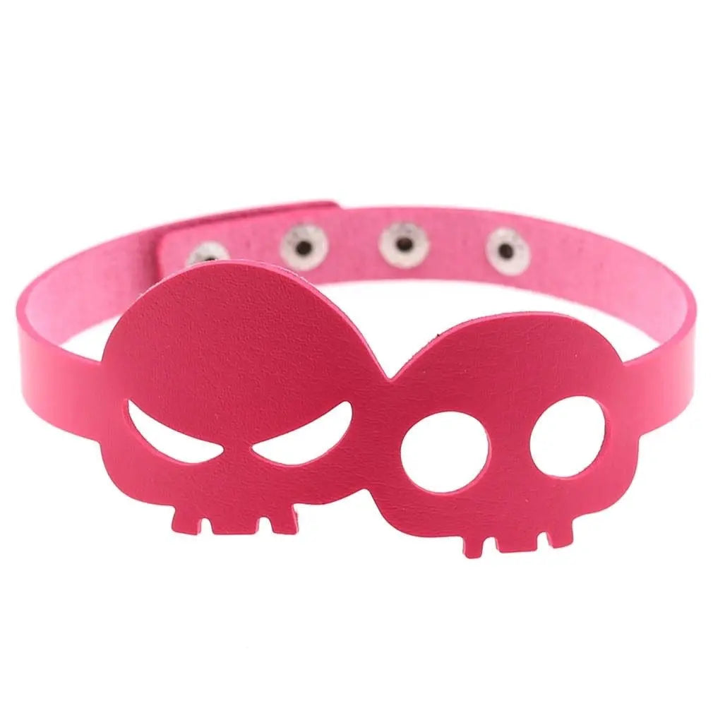 'Skull Babe' Pastel Kawaii Goth Pu Leather Choker