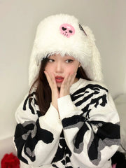 'Skull Candy' Kawaii Goth White Rabbit Hat