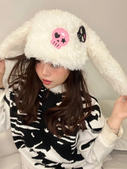 'Skull Candy' Kawaii Goth White Rabbit Hat