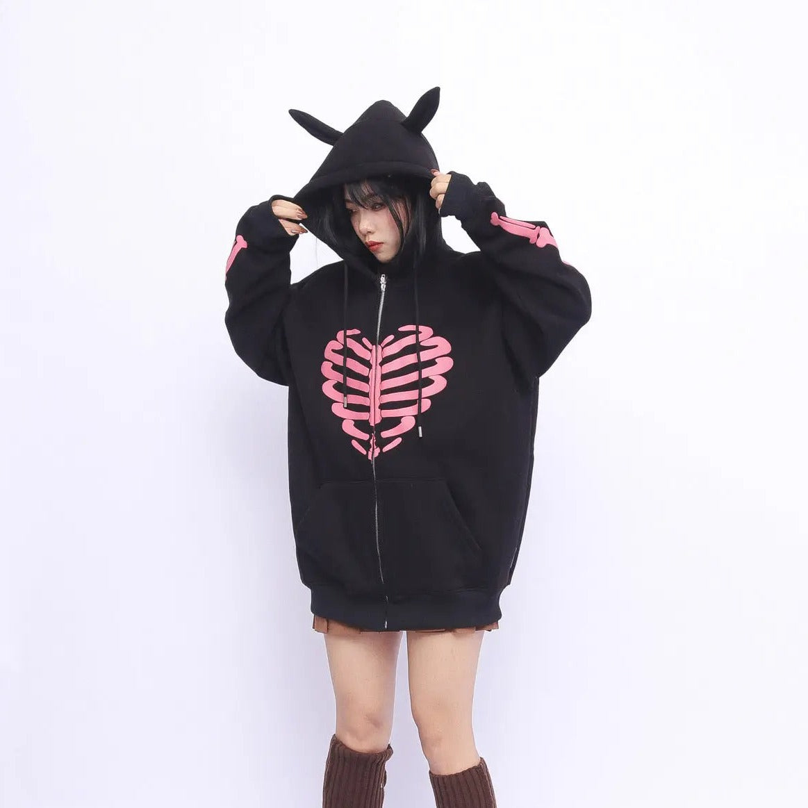 'Skull Sweetie' Kawaii Goth Skeleton Hoodie Jacket