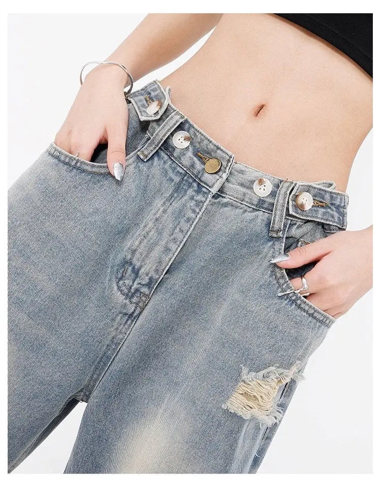 'Skydive' High Waisted Ripped Denim Jeans