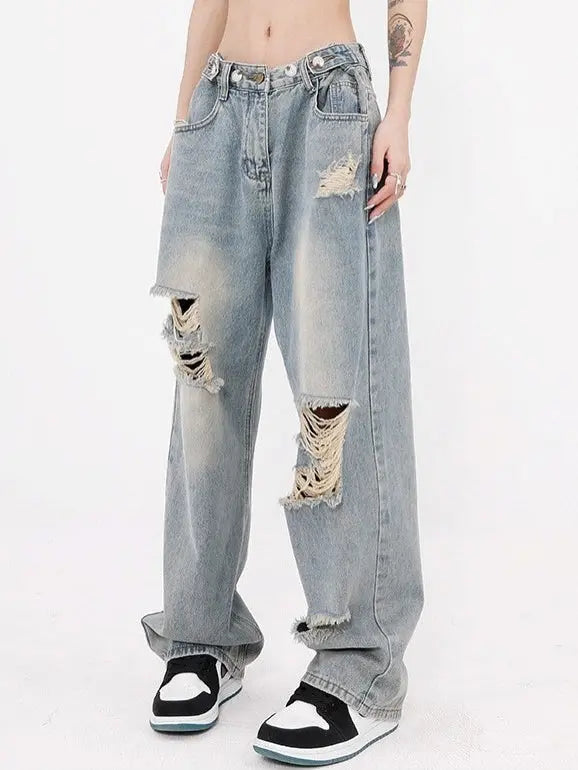 'Skydive' High Waisted Ripped Denim Jeans