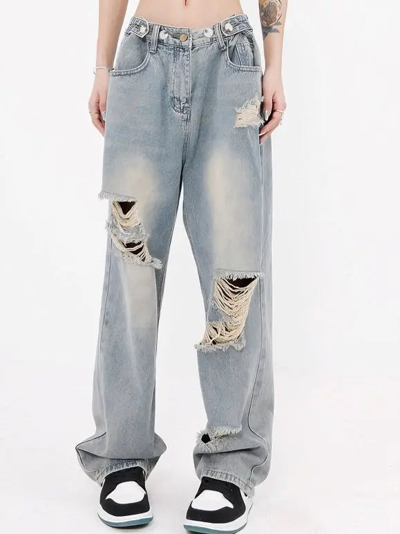 'Skydive' High Waisted Ripped Denim Jeans