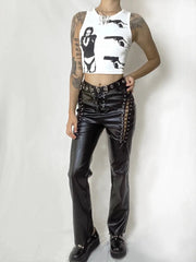 'Snake Dance' Lace Up Pu Leather Pants