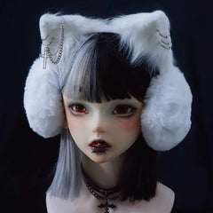 'Snowman' Cat Ears Decorated Earmuffs