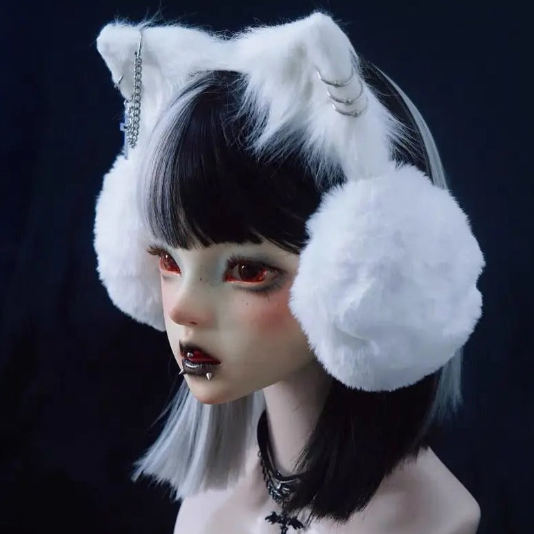 'Snowman' Cat Ears Decorated Earmuffs