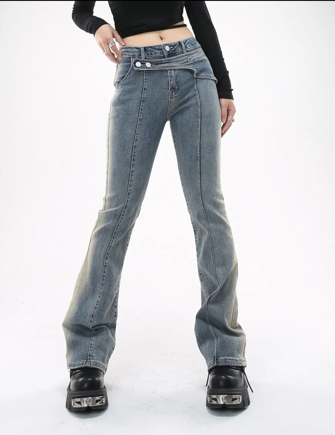 'Soft Cloud' Y2k Distressed Denim Pants