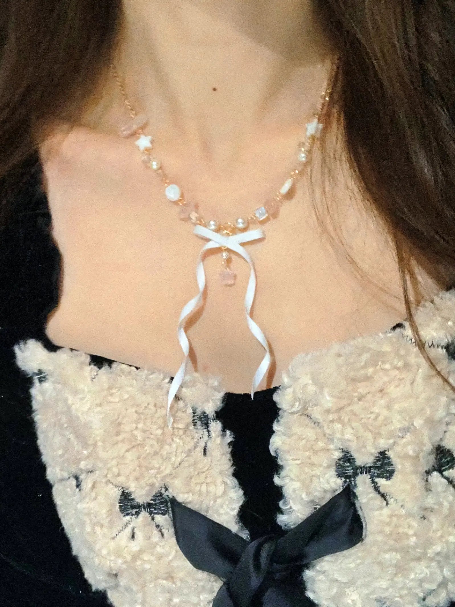 'Soft Ice-cream' Coqutte Ribbon Beads Necklace