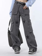 'Space & Me' Future Grey Star Wide-leg Pants