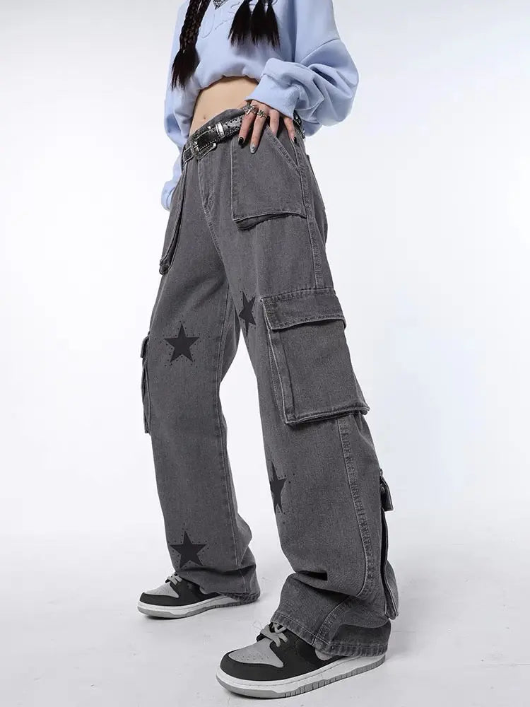 'Space & Me' Future Grey Star Wide-leg Pants