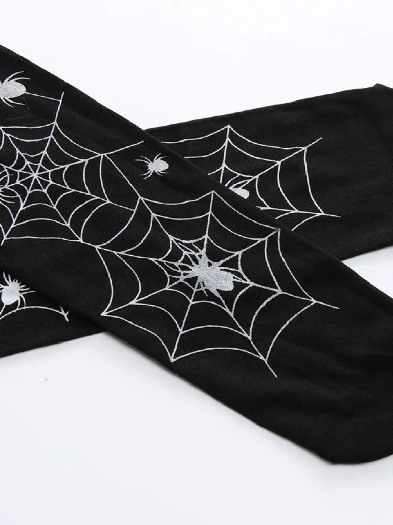 'Spider Nest' Spider Web Dark Leg Tights