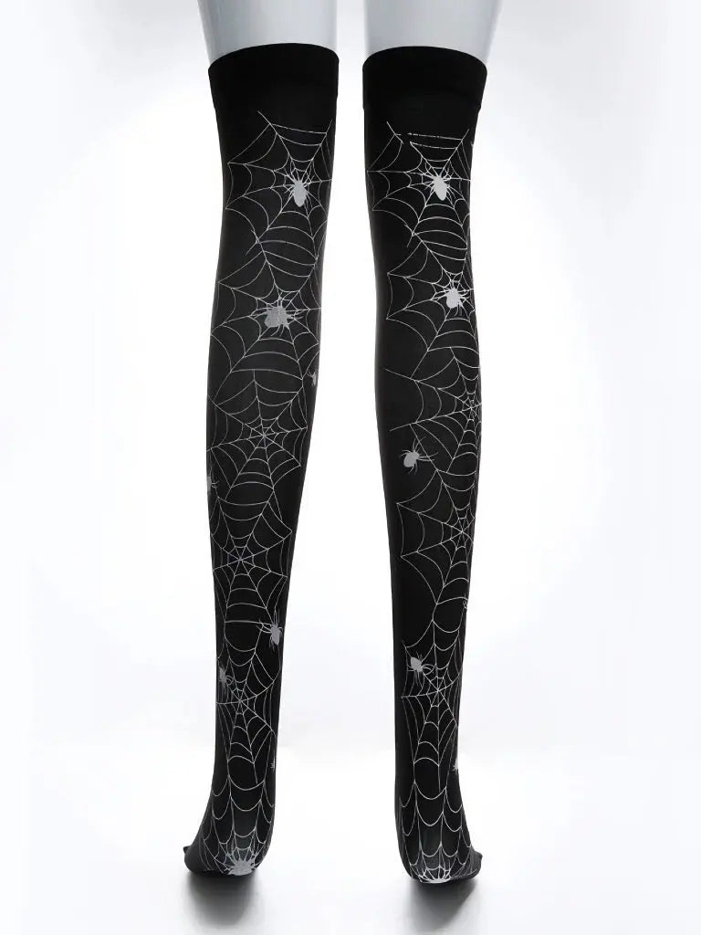 'Spider Nest' Spider Web Dark Leg Tights